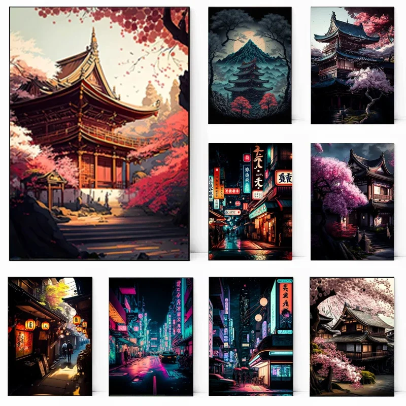 Pósteres de Paisajes Urbanos de Tokio, Japón, Impresiones Estéticas de Escenarios Naturales, Anime, Cómics, Arte de Pared en Lienzo, Decoración para el Hogar