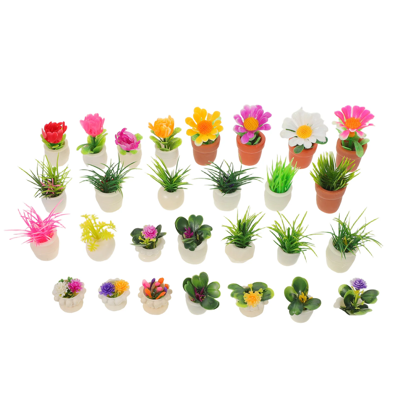 

28Pcs Miniature Moss Micro Landscape Resin Tiny Potted Plants for Dollhouse Garden Decor Fake Greenery Bonsai Pot Arrangement