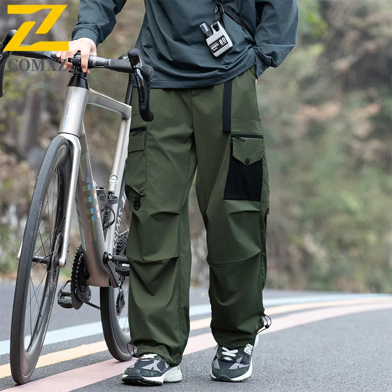 

Male Brand Cargo Pants New 2025 Autumn Casual Loose Fit Elastic Waistband Trousers Adventure Cycling Urban Style Workwear Pants