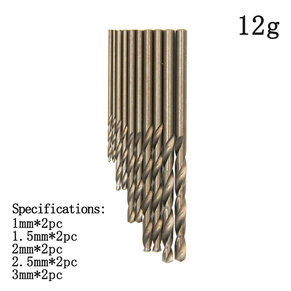 10pcs mini electric hole drilling tool accessory 1-3mm roast yellow High speed steel fully ground straight handle twist drill