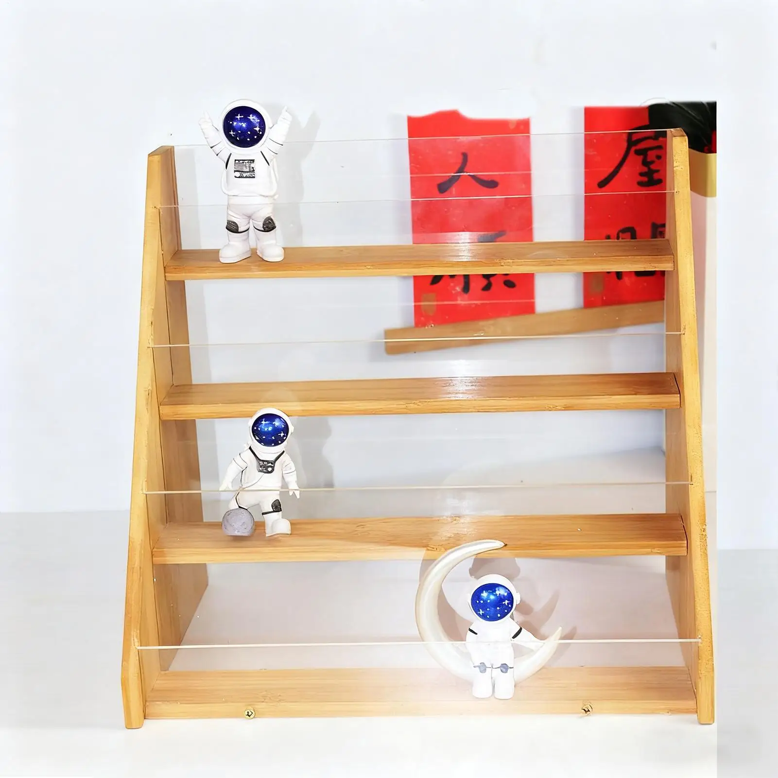Greeting Card Display 4 Tier Wooden Acrylic Rack Postcard Display For Home Workplace Wedding Party Trade Show Retail Store Craft