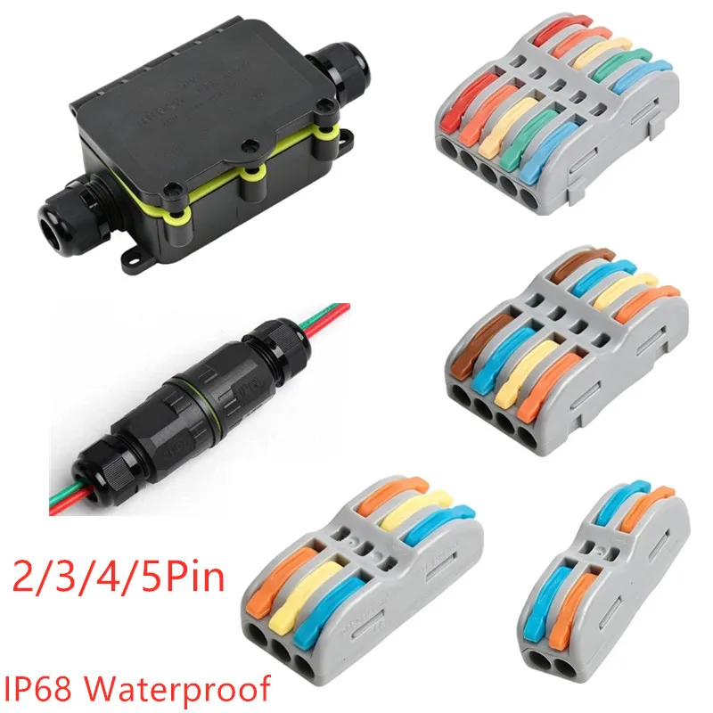IP68 Waterproof Cable Connector Quick Connection 2/3/4/5 Pin Electrical Terminal Adapter Wire Connector