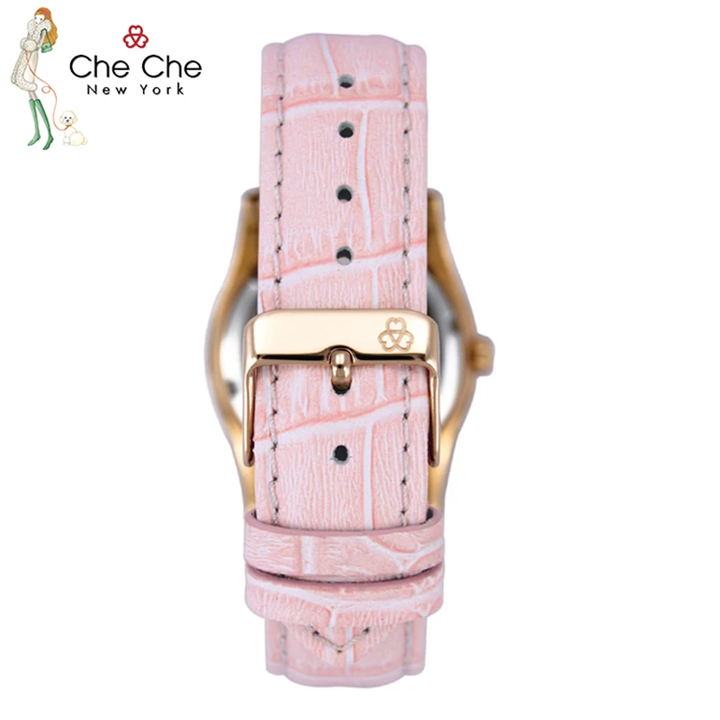 CHECHE CC010 Watch Women Leather Strap Small Dial Cute Sweet Skinny Super Fairy Fashion Temperament Stone Shell reloj mujer