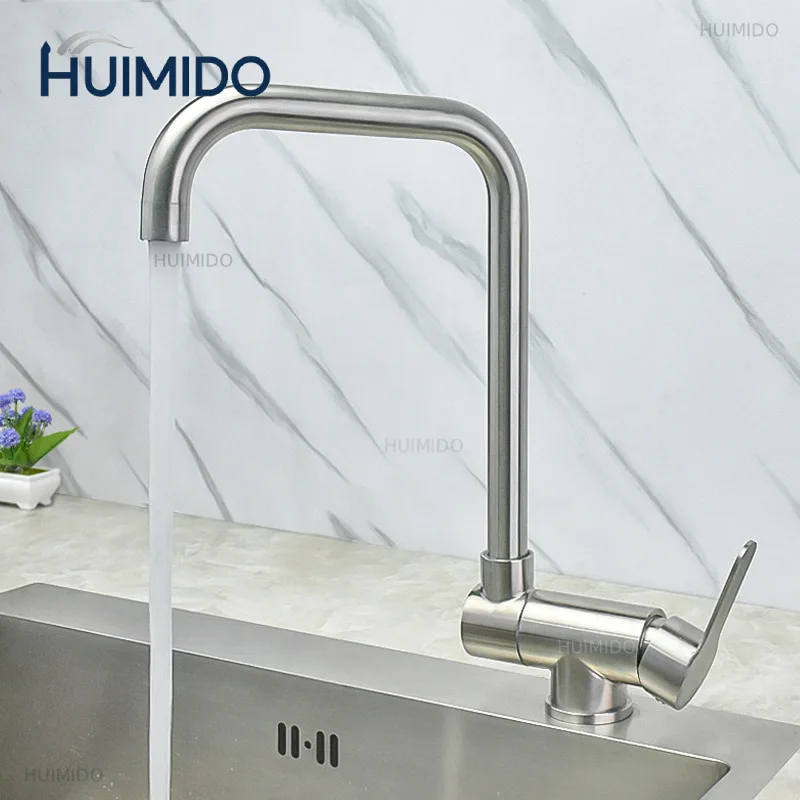 Stainless Steel Inner Window Folding Kitchen Faucet 360 Degree Swivel Hot Cold Mixer Water Tap Lead-Free Bathroom Sink Faucet