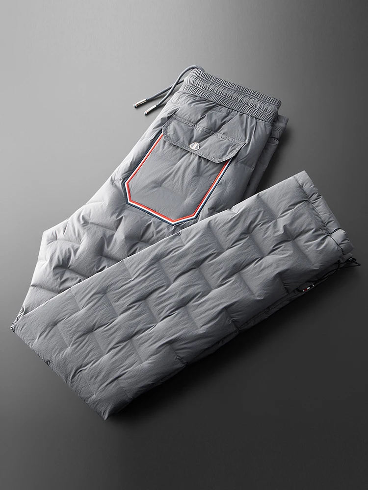 

Thickened White Goose down Outdoor Winter Casual Straight Leg down Pants Men's Outerwear Waterproof Lightweight Warm