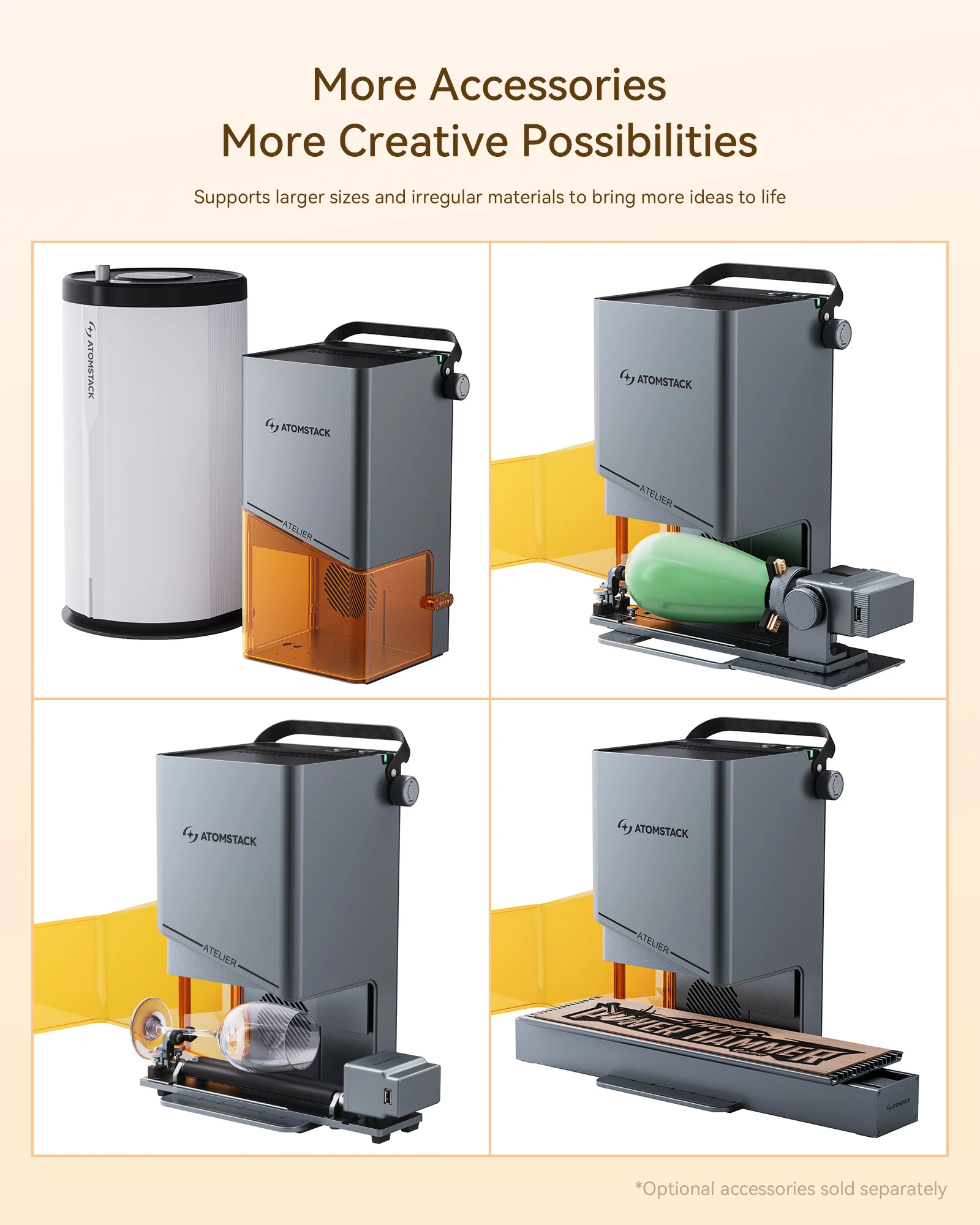 ATOMSTACK 10W lasergraveermachine Atelier L1 voor alle materialen Lasergraveerder Draagbaar voor metaal Hout Kunststof snijwerk