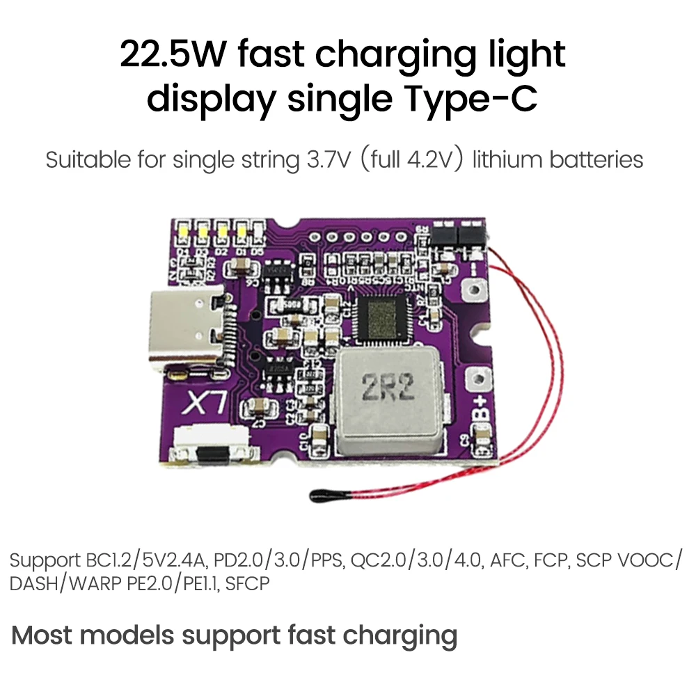 22,5W Powerbank Bidirektionales Schnelllade-Modul für mobile Geräte mit Digitalanzeige/Beleuchtung, Typ-C USB, unterstützt PD/QC3.0 2.0 – Detail 6