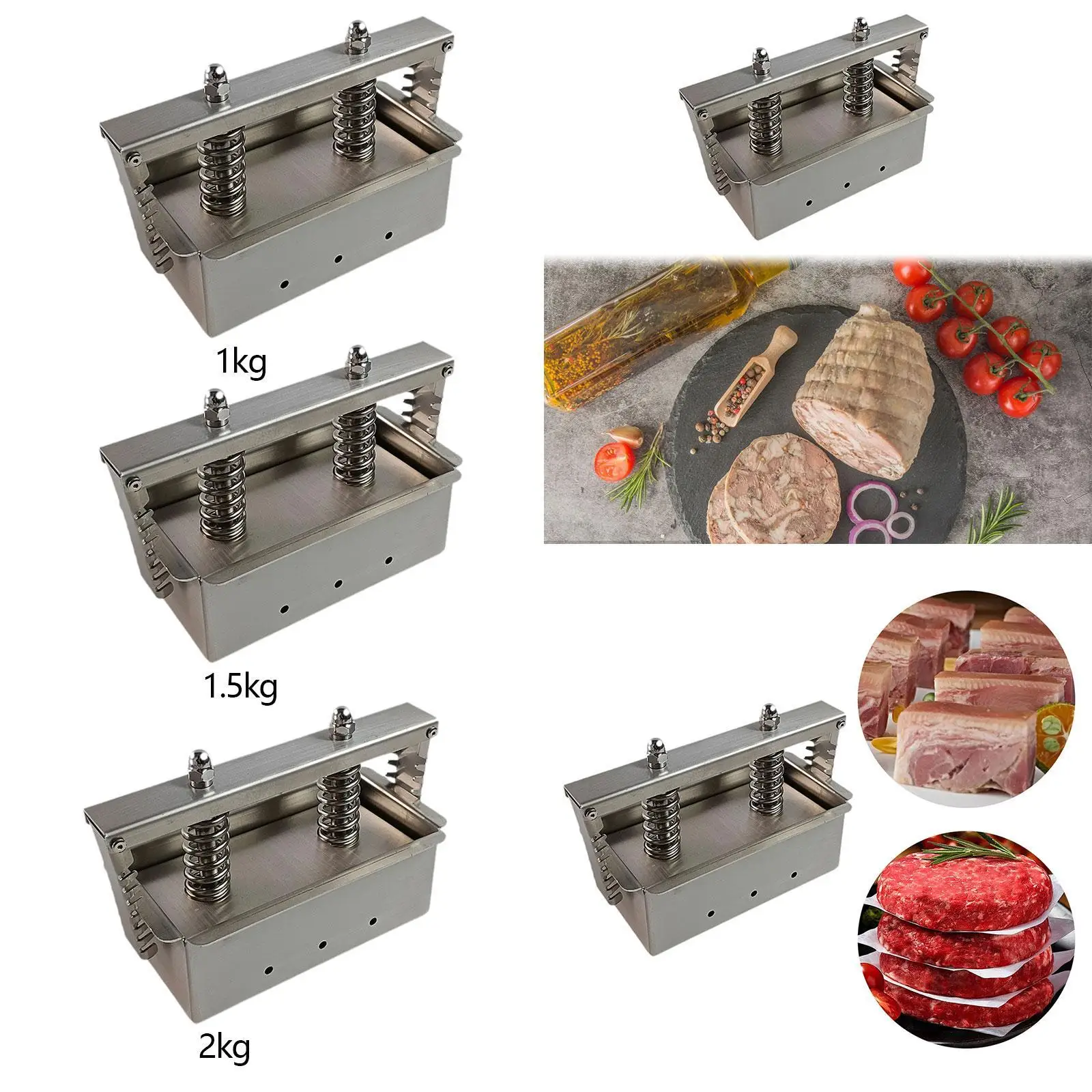 

Meats Press Tool Rectangle Meat Forming Box Kitchen Stainless Steel Cooked Meat Manual for Kitchen Cooking Beef Brick