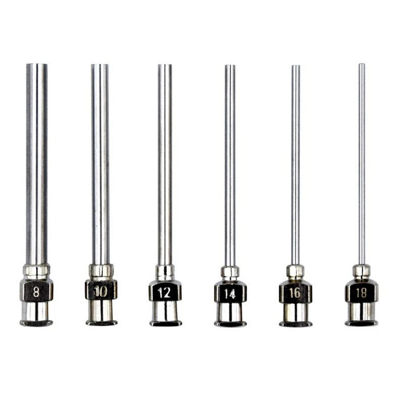 Набор дозирующих игл ABNO-12 Pack, 1,97-дюймовый тупой наконечник из нержавеющей стали с замком Люэра, 8, 10, 12, 14, 16, калибр.