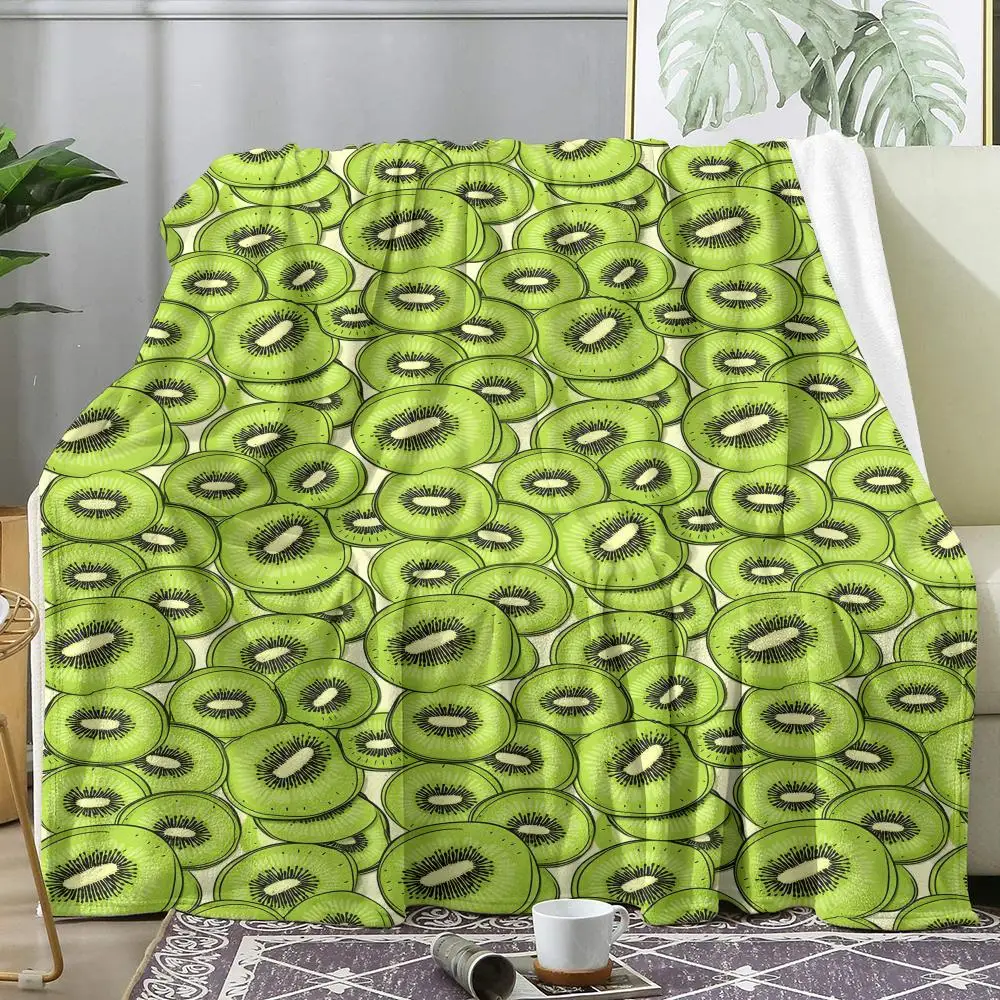 Kiwi Fruit Pattern Throw Soft Flannel AC Blanket Lightweight Summer Nap Throw Cozy  Blanket for Sofa Bed Travel Home
