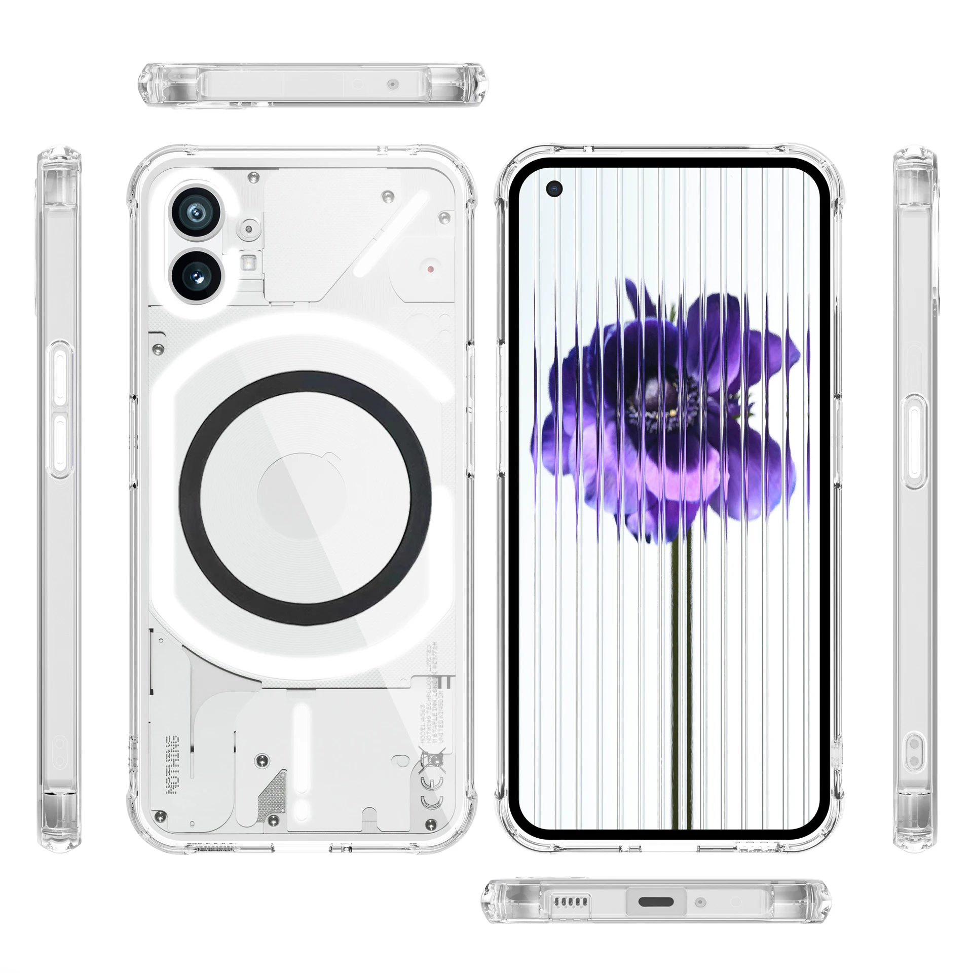 Nothing Phone 1 Phone1 Phone Case Clear Case Phone Case Cover Support Magnetic Wireless Charger with Holder