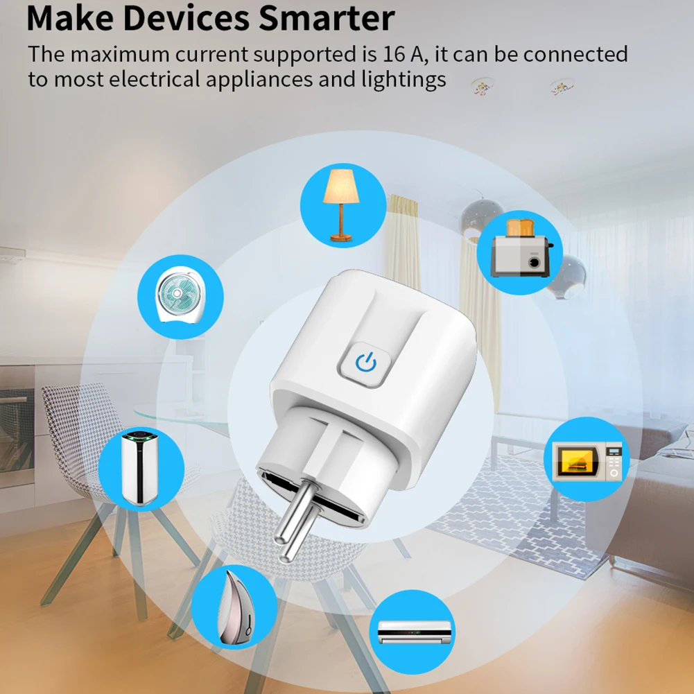 

Розетка с Wi-Fi, адаптер 16А, совместимая с Alexa, с функцией таймера и обратного отсчета для кондиционера с вентилятором, телевизором