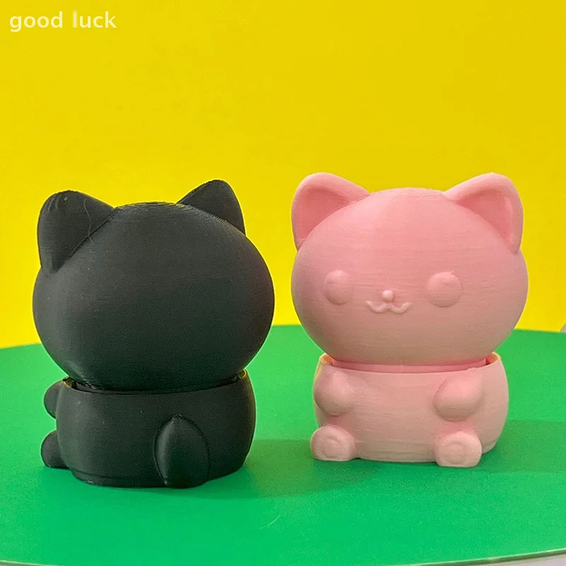 Mainan Dekompresi Kepala Kucing Berputar Tanpa Waktu untuk Mainan Anak Ornamen Desktop Kantor Rumah
