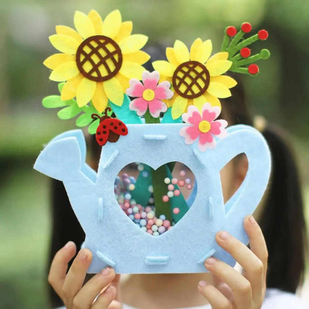 

Creative Beads DIY Flower Pot Crafts Toys Carnations Bouquet Handmade Potted Plant Toy Non-woven Fabric Rose Kids/Children