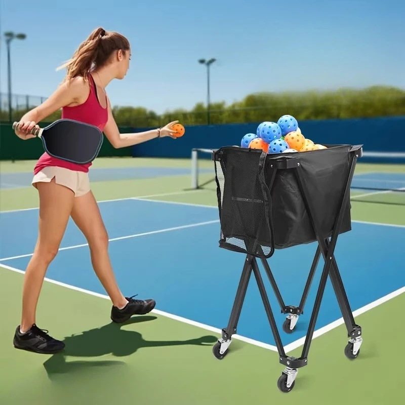 Foldable Tennis Storage Cart Large Capacity Tennis Collection Frame Movable Stable Ball Cart Durable Portable Sports Accessories