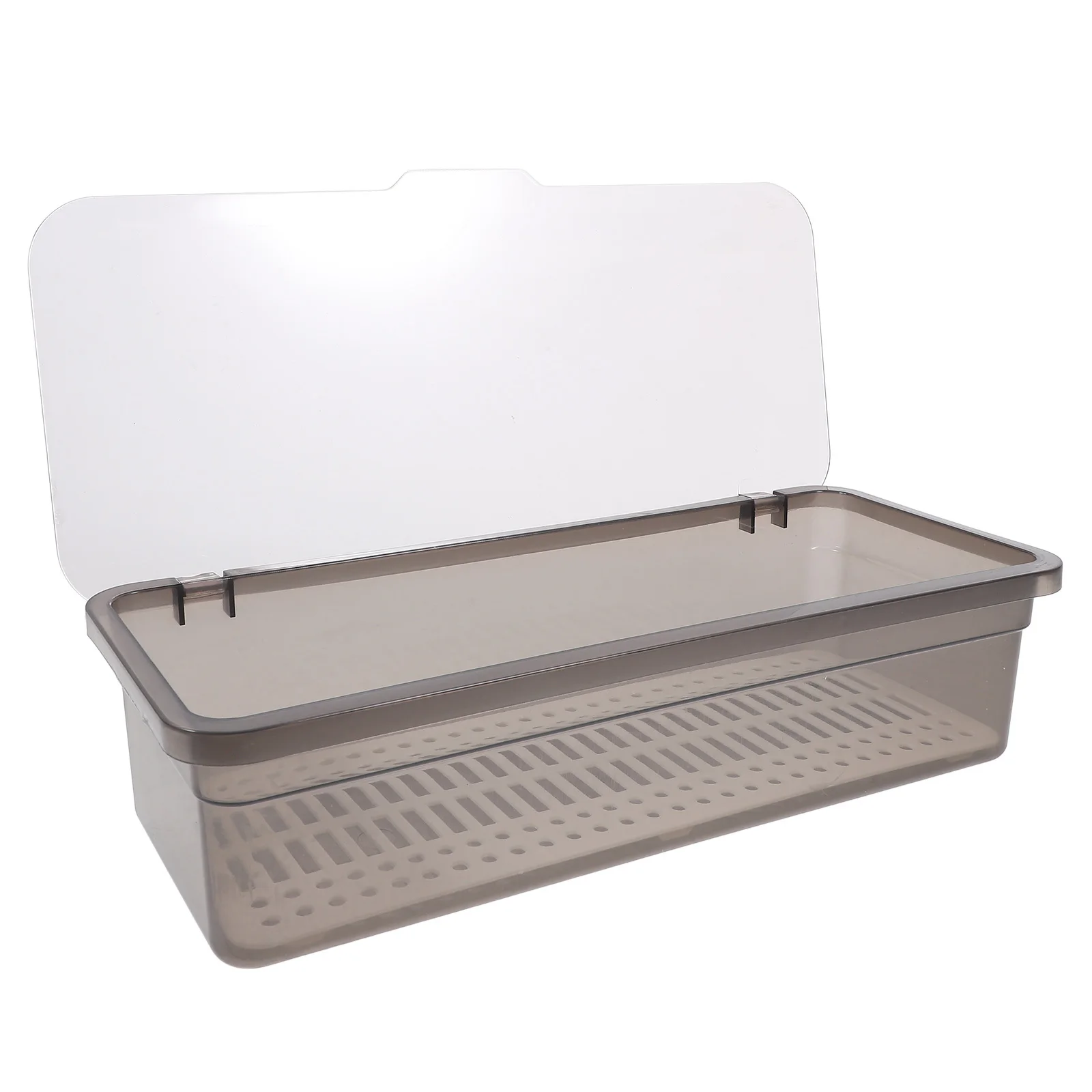 صندوق عيدان 25 سنتيمتر حامل أطباق رمادي غطاء شفاف استنزاف تصميم أواني التخزين المنظم درج المطبخ أدوات المائدة #6