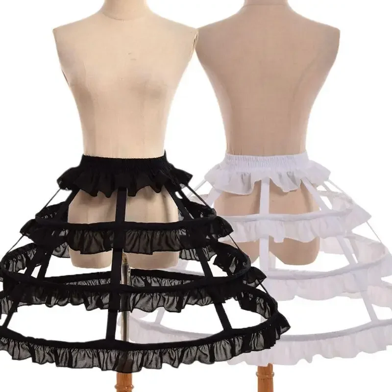 

Women Girls Lolita Hollow Lotus Leaf Lace Bird Cage Fish Bone Skirt Cosplay Dress Petticoat Bride Wedding Lining