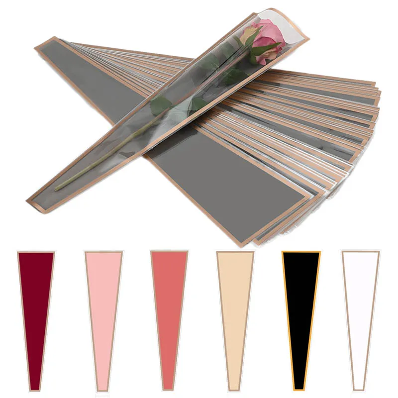 100 unidades/pacote transparente rosa flor saco de embalagem único buquê floral sacos de embrulho plástico à prova dwaterproof água saco opp decoração festa