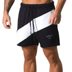 Black Patchwork Running Sport Shorts Men Gym Fitness Bodybuilding Cotton Loose Short Pants Male Summer Workout Training Bermuda