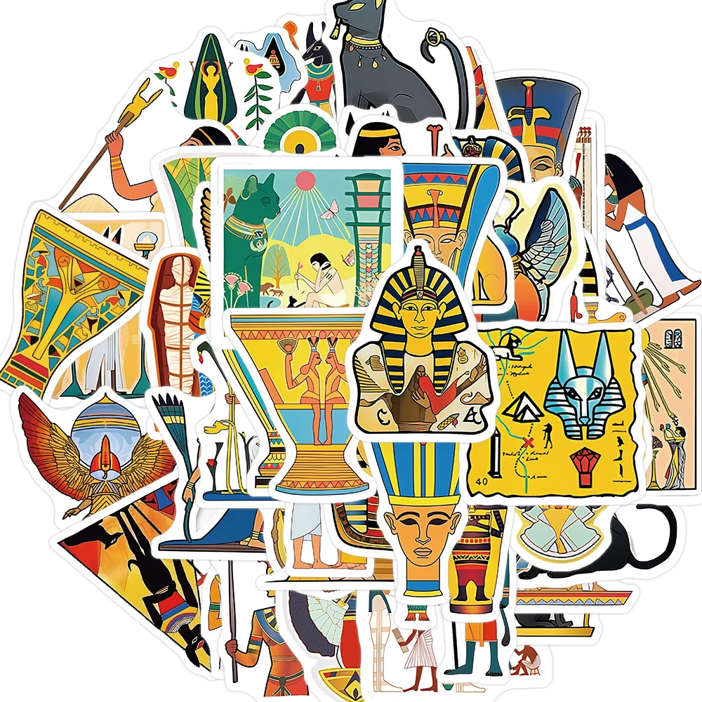 

10/30/50pcs Ancient Egypt Mysterious Pyramid Stickers Pharaoh Bastet Cat Sticker Car Notebook Suitcase Phone Funny Decal Toys