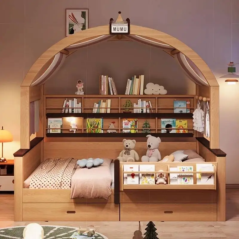 

Guardrail Uard Rails Kids Beds Wooden Canopy Design Playpen Toddler Bed Frame Modern Single Cama Infantil Furniture For Home