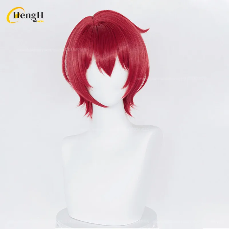 In Stock Synthetic Anime Suou Tsukasa Cosplay Wig Unisex Short 30cm Wine Red Wig Heat Resistant Hair Halloween Wigs + A Wig Cap