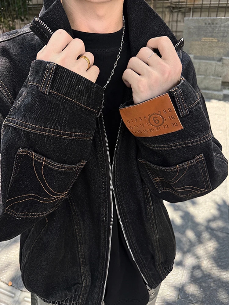 

Bla Denim Jaet Мужская осенняя американская рабочая одежда в стиле ретро Jaet ket перевернутая структура свободного покроя Long Sve Youth Faion