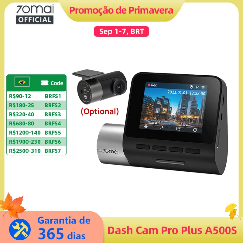 70mai Dash Cam Pro Plus A500S 1944P ADAS GPS Câmera 70mai Front Cam A500S 140FOV Carro DVR 24H Suporte de Estacionamento Câmera Interior Traseira