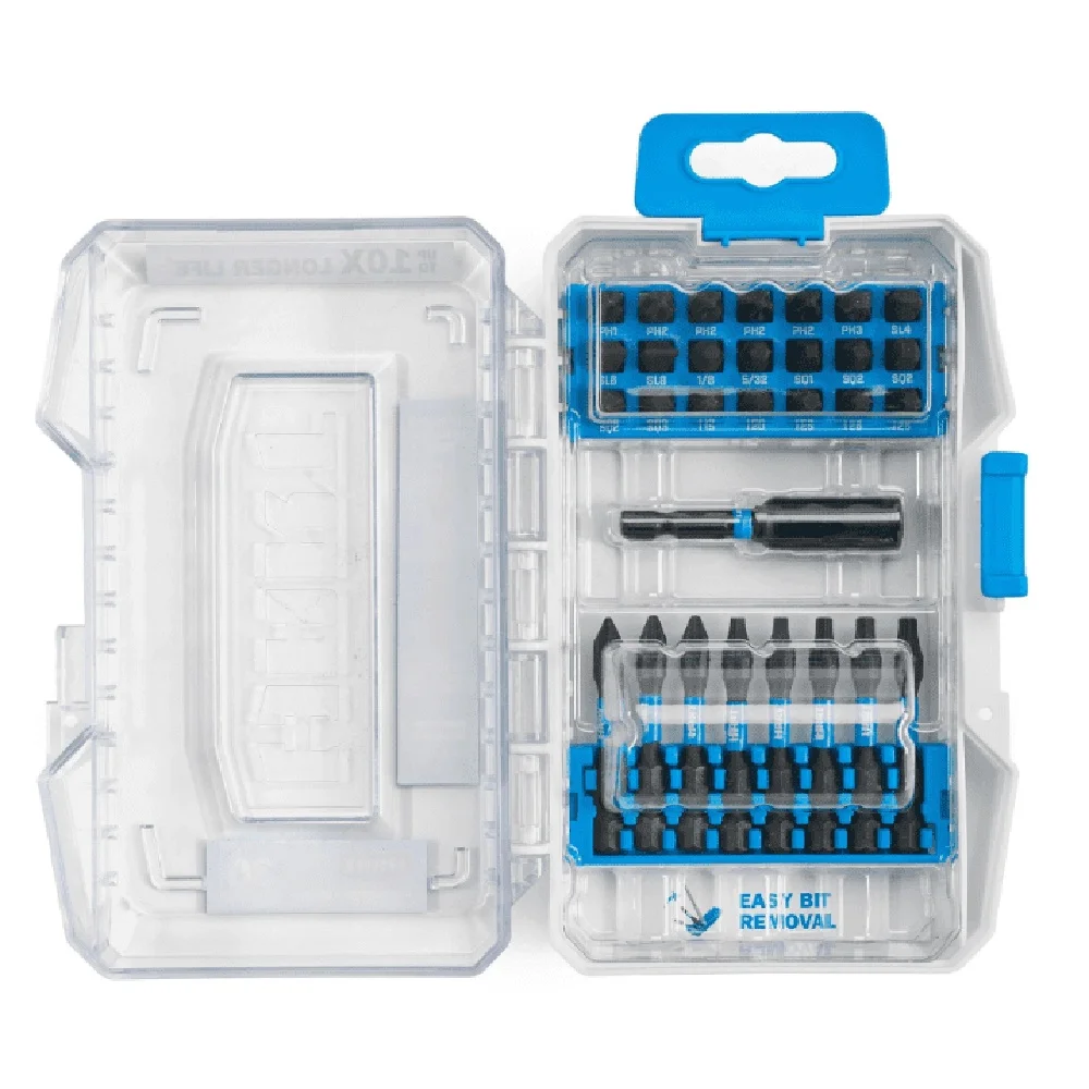 30피스 임팩트 드라이버 비트 세트 자석 홀더 보관 케이스 회전 벨트 클립 고정밀 다목적 중장비 도구