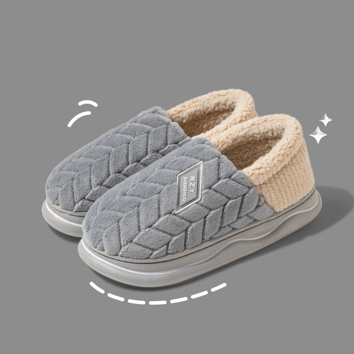 Winter Home Slippers for Women Warm Thick Sole Non Slip Indoor Slippers for Men Fluffy Bedroom Slippers for Unisex