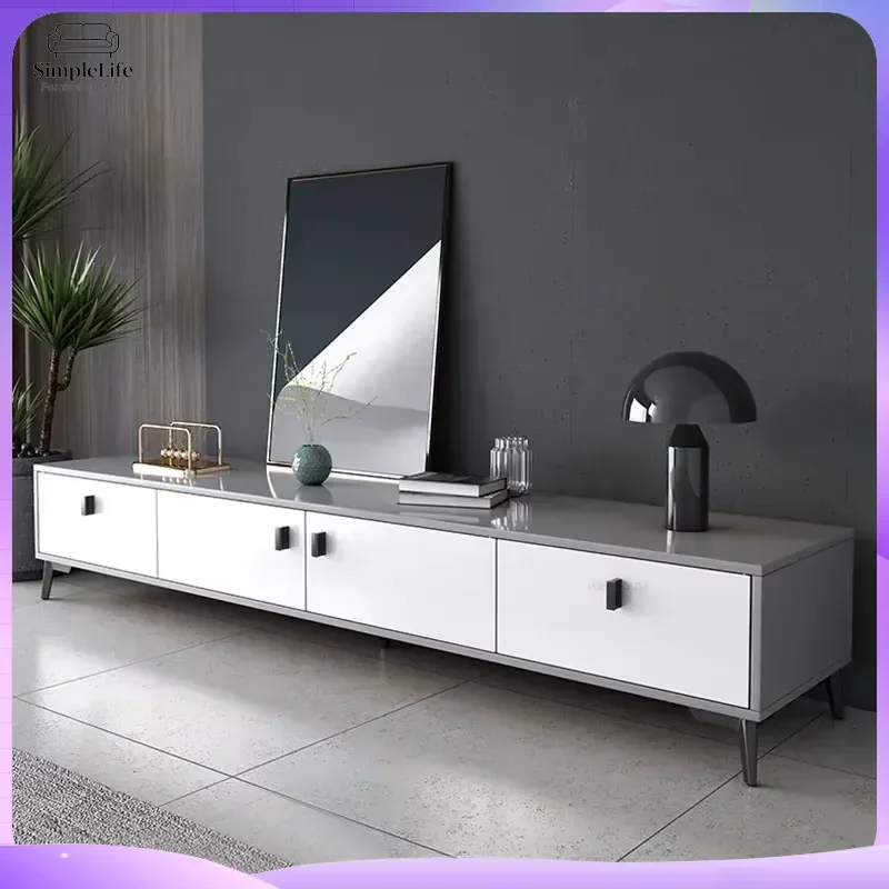 Cream Style TV Stand 2024 New High-End Modern Light Luxury White TV Cabinet for Living Room with Coffee Table Set TV Console