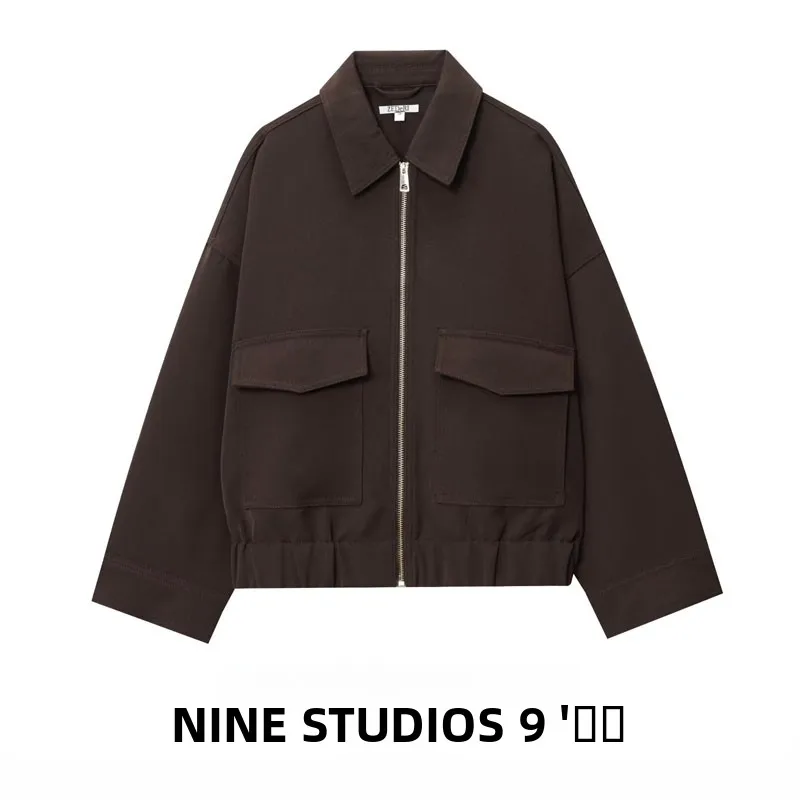 

Повседневная женская куртка с воротником на молнии и декоративными элементами, европейский стиль, лето 2025, короткая верхняя одежда для женщин