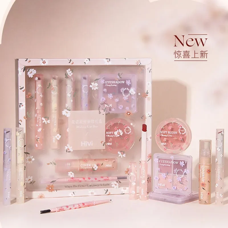 8 PCS Makeup Kit Waterproof Lipstick Eyebrow Pencil Concealer Blush Eyeshadow Palette Korean Cosmetics Full Set For Women
