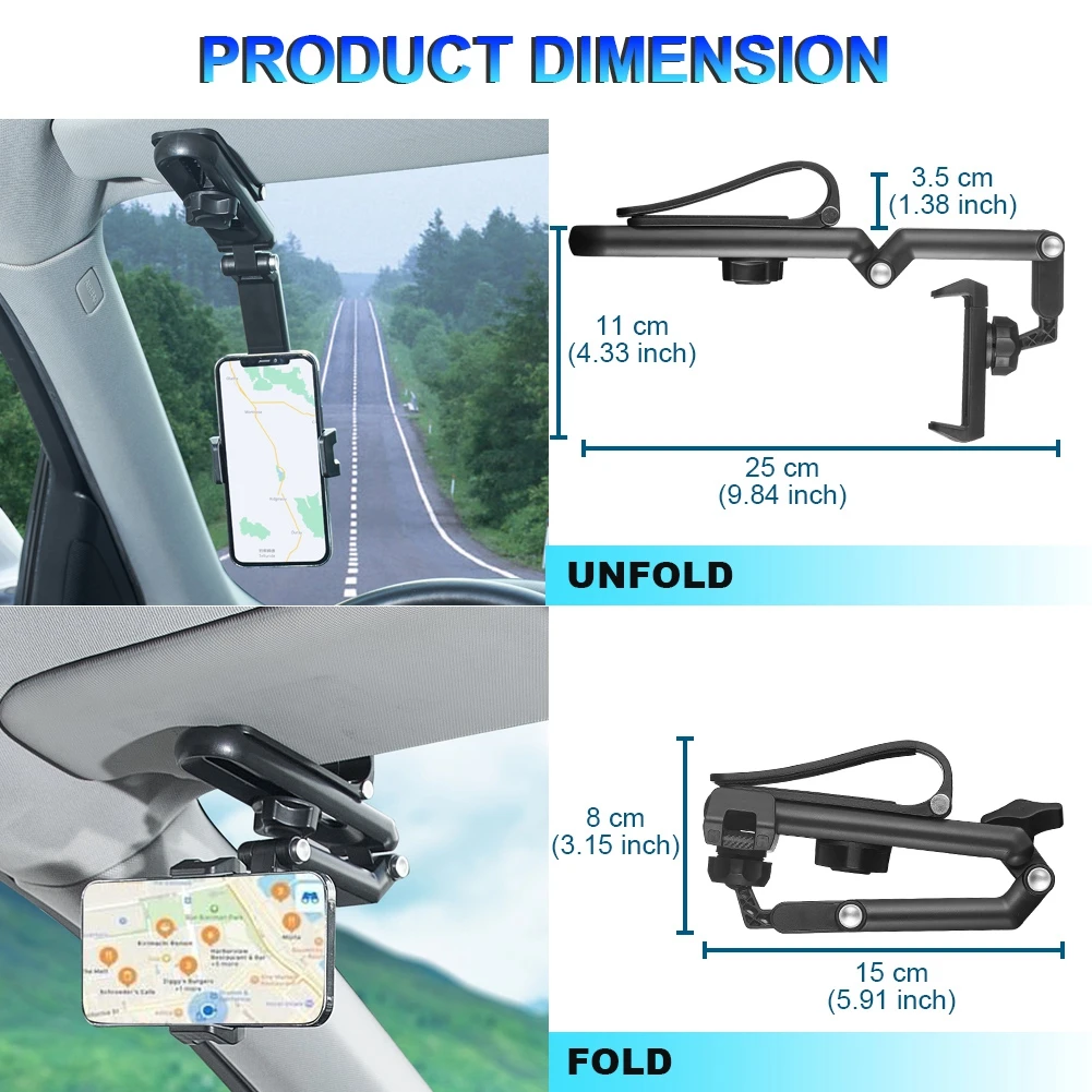 Sun Visor Car Phone Holder for GPS Navigation Auto Mobile Clip Phone Mount Stand Bracket fit for Smartphone