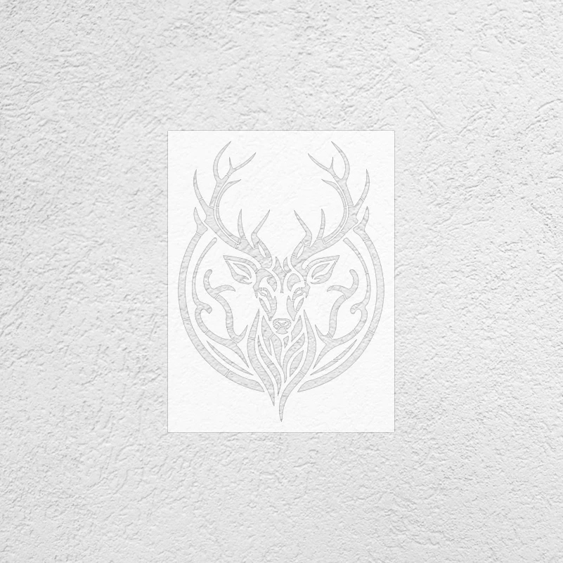 41cm - 68cm Deer Head Totem Stencil For Painting Wall Template To Paint Putty Plaster Decor Decors Furniture Makers Tribal  S556