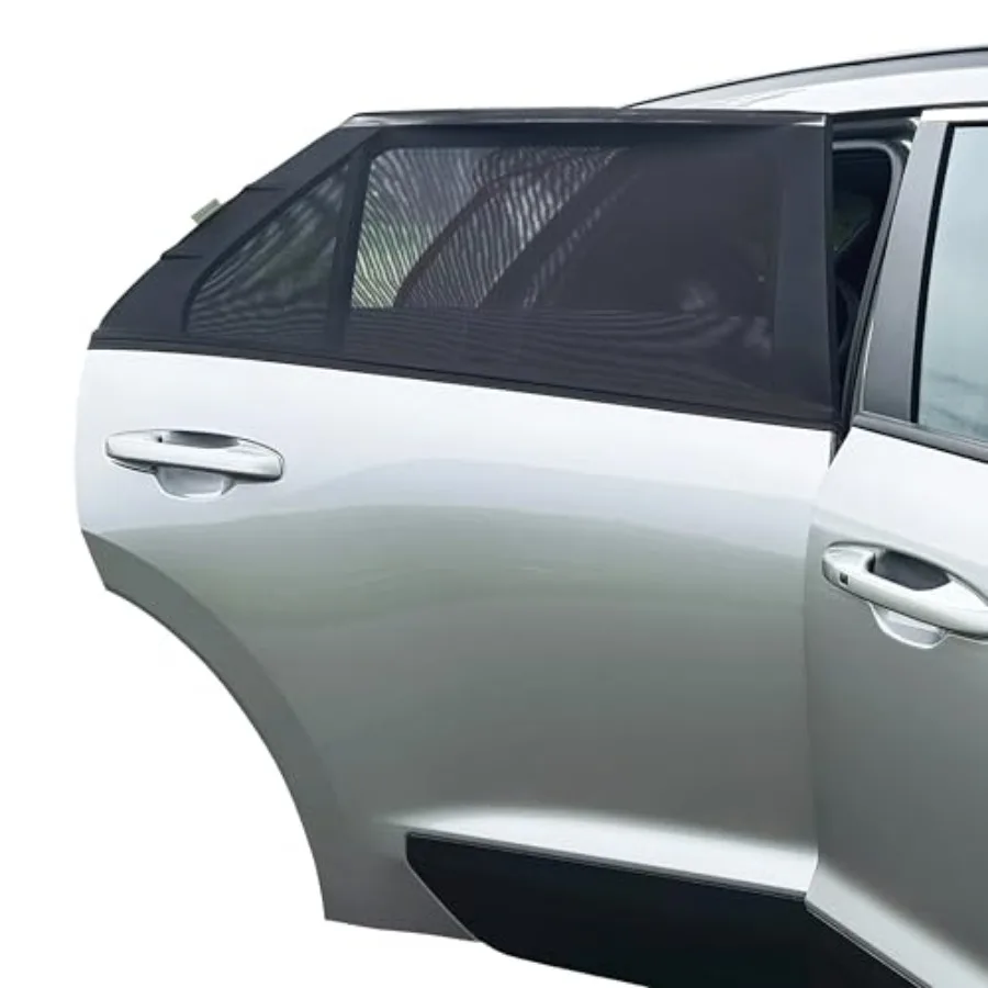 

Fit-Over Baby Car Window Sun Shade Stretchable Sunshade and Mesh Screen for Side Windows - UV Protection- Camping Essentials
