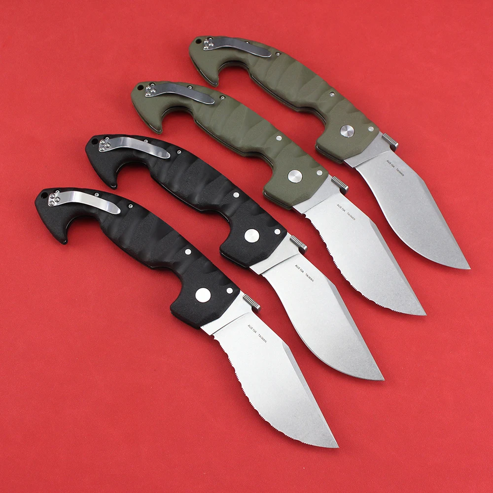 Cold Spartan Tactical Folding Knife AUS10A Steel Survival Military Hunting Multipurpose Knives Large EDC Tanto Pocket Knife Tool