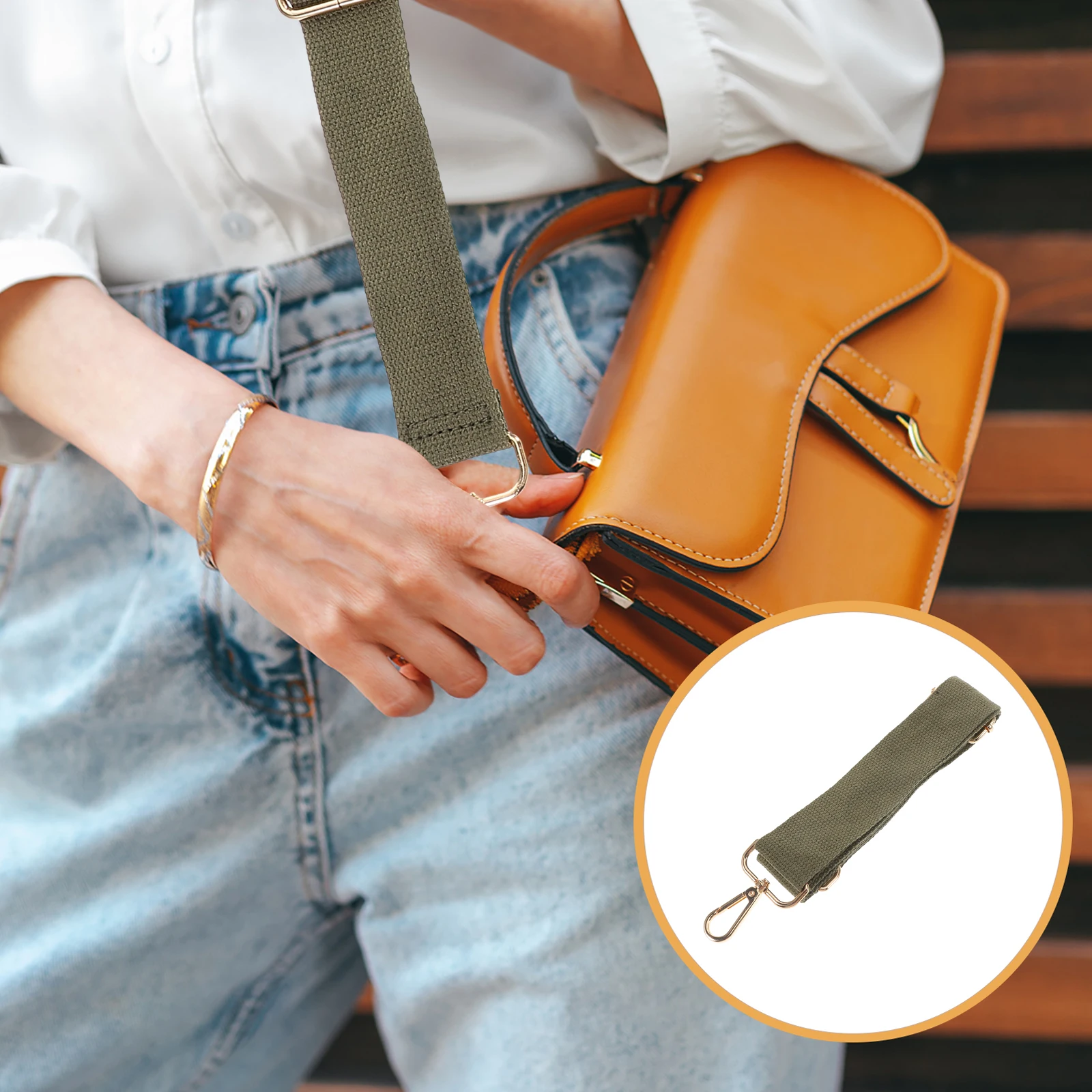 

Nylon Bag Shoulder Strap Crossbody Straps for Handbags Olive Green Cotton Linen