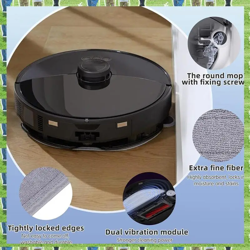 

FTS Vibrations Mop Cloths + Edgewise Mop Cloths For Roborock S8 Max Ultra / S8 Maxv Ultra Robot Vacuum Cleaner Accessories