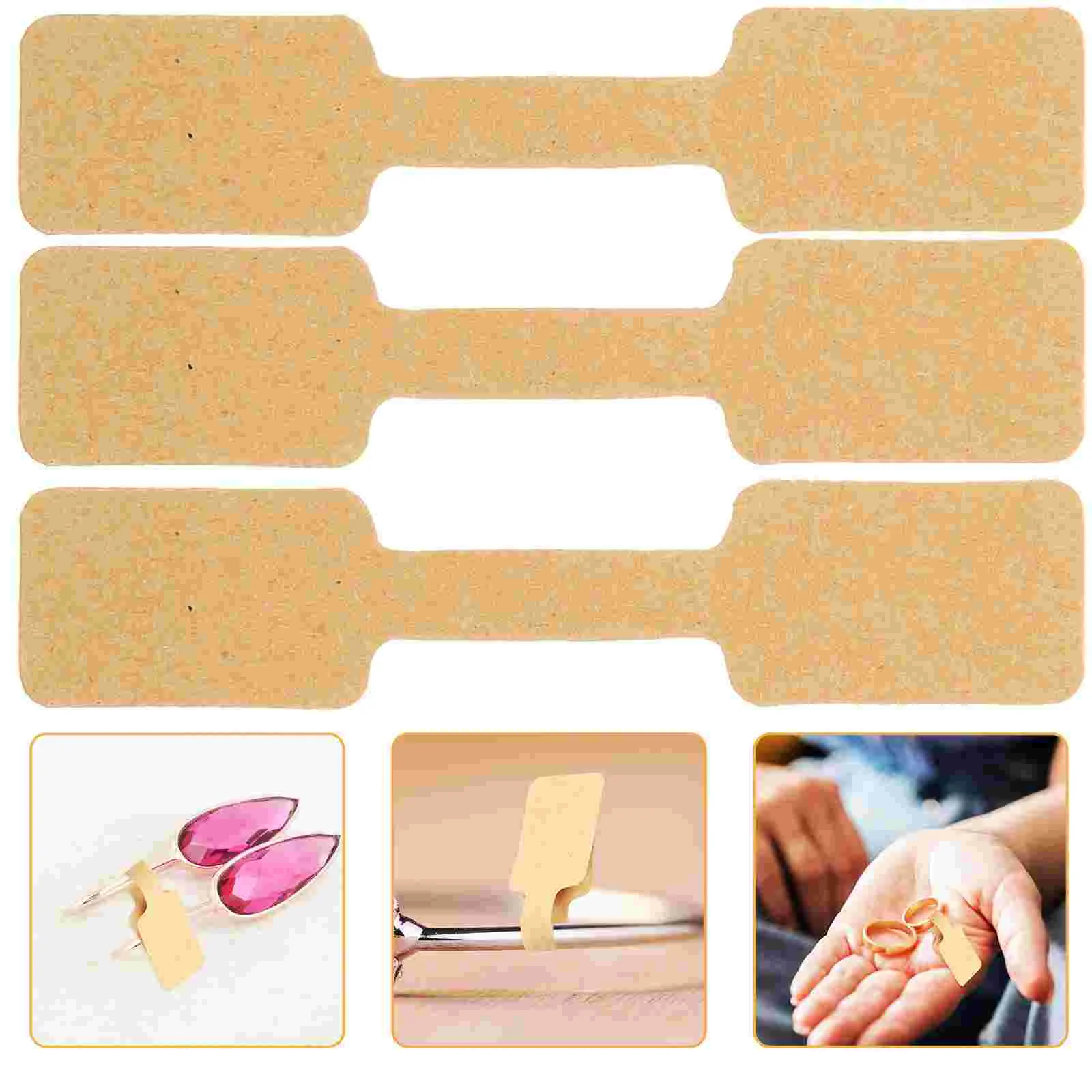 100 Pcs Blank Jewelry Label Stickers Adhesive Barbell Kraft Paper Convenient Price Tags