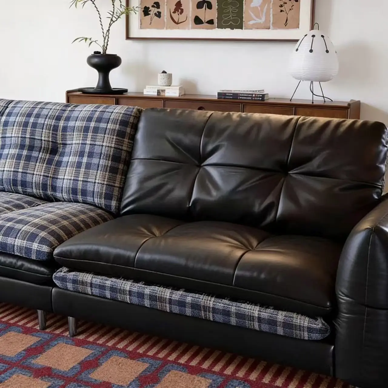 yjq medieval leather sofa straight row two sides can switch at will multi-functional fabric leather bag sofa