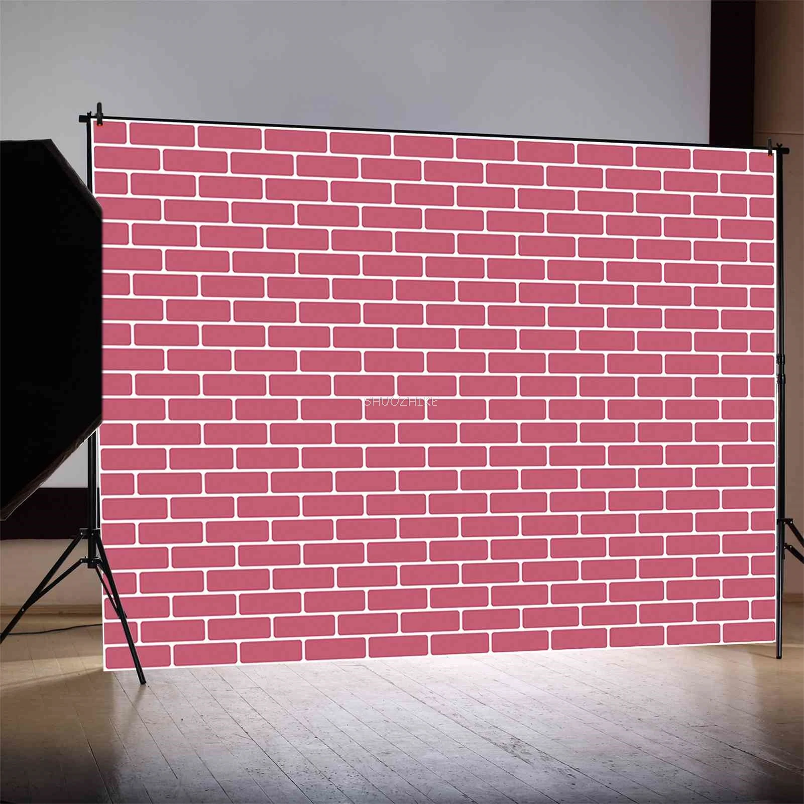 Brick Wall Backdrop for Photoshoot White Red Photo Studio Background Birthday Product Photography Decoration Supplier