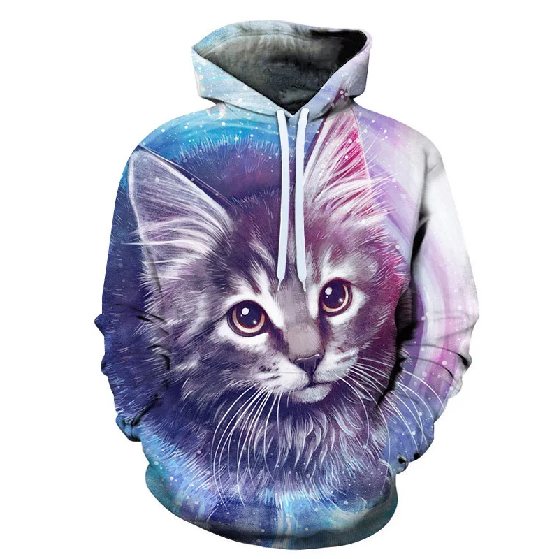 Newest Cute 3D Printing Child Hoodie Cat Animal Series Long Sleeve Hooded Pullover Boys Girls Tops Sweatshirt Oversized Clothing