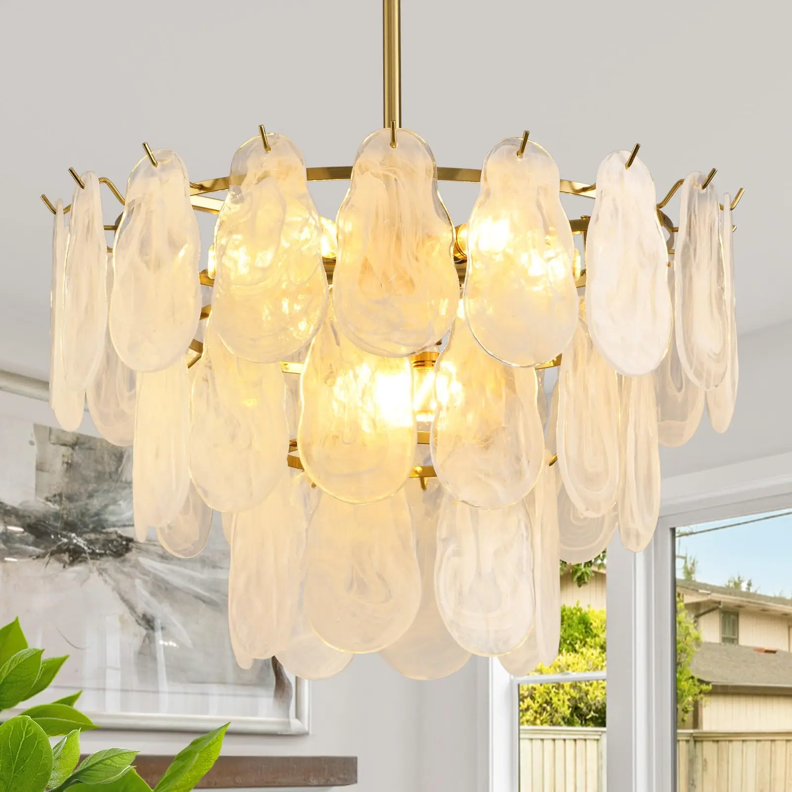 Nordic Luxury Ceiling Hanging Lamp Chandeliers Glass Metal LED Pendant Lamps for Living Dining Table Room Decor Lights Fixture