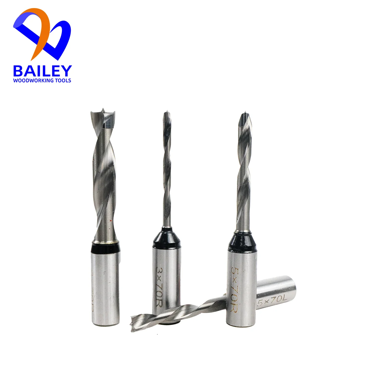 BAILEY 10PCS TCT Dowel Drill Bit Set Woodworking Tool Two Flutes Blind Hole Drilling Head for Drilling Machine Accessorie