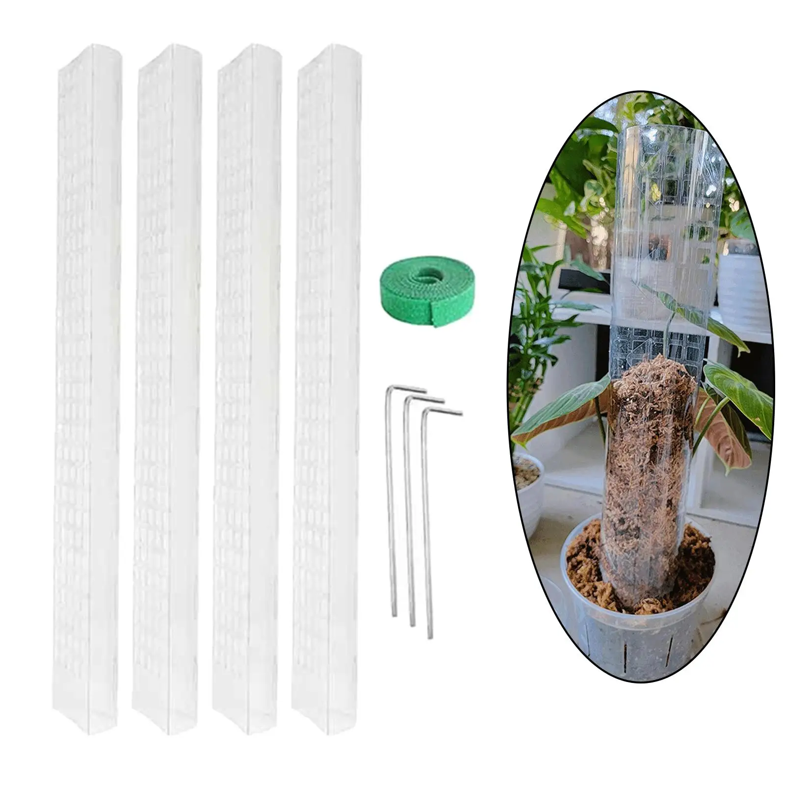 4Pcs 24inch plants Pole, DIY Sturdy Attachable, Stackable Stable Plant Support,