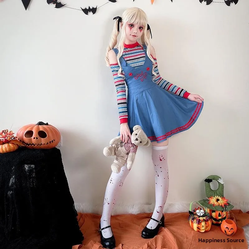 زي تنكري للبالغين، زي دمية مرعبة للهالوين، فستان خادمة، زي مهرج السيرك، ملابس مسرحية تقليدية صينية للنساء #3