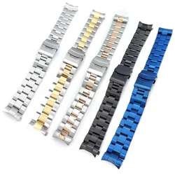 22mm Stainless Steel Watch Strap Curved Solid/Hollow End Links Watch Band For Seiko SKX007 SRPD61 Diving Strap Accessories