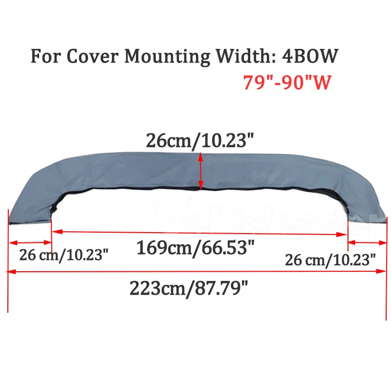Waterproof 600D 3 Bow Bimini Top Boot Cover No Frame Yacht Boat Cover With Zipper Anti UV Dustproof Cover Marine Accessories