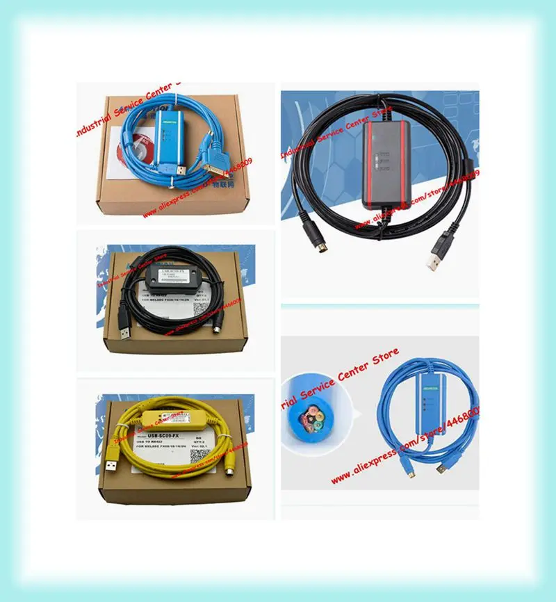 Compatible FX series PLC Programming Ca ble Data Download USB-SC09-FX Round Head 8-pin To USB